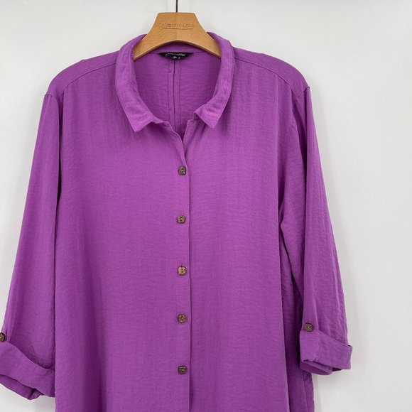 John Mark Blouse tunic top Wired Collar Crinkle Women’s size XL purple Rayon - Picture 4 of 7